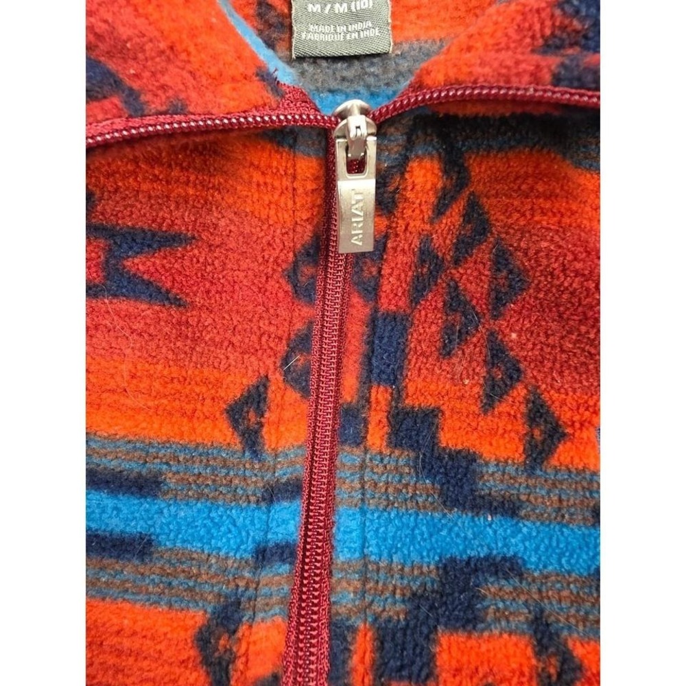 Ariat Girls Red Southwestern AriatTek Quarter Zip Fleece Pullover Size M 10 - Picture 4 of 7